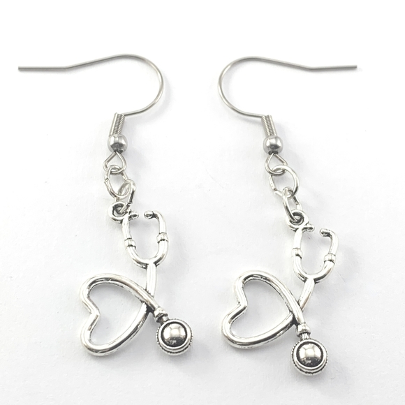 Stainless Steel Hook Stethoscope Earrings - Picture 2 of 4